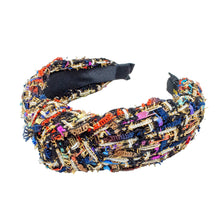 Load image into Gallery viewer, Tweed Mix Knotted Headband: Black