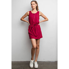 Load image into Gallery viewer, BUTTER SLEEVELESS DEFINED ROMPER DRESS: Pomegranate Large