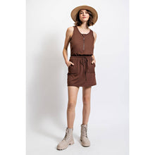 Load image into Gallery viewer, BUTTER SLEEVELESS DEFINED ROMPER DRESS: Pomegranate Large