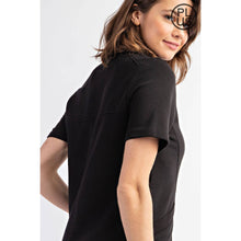Load image into Gallery viewer, PLUS SIZE FRENCH TERRY SHORT SLEEVE QUARTER ZIP DRESS WITH C: Black / 2X