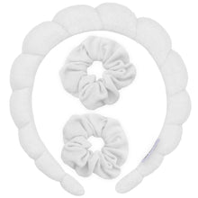 Load image into Gallery viewer, Terry Cloth Spa Headband W/ Scrunchies:Pink Floral