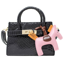Load image into Gallery viewer, Crocodile Pony Handbag: Hot Pink
