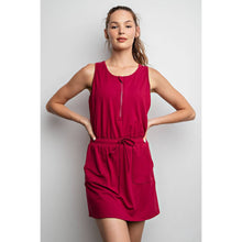 Load image into Gallery viewer, BUTTER SLEEVELESS DEFINED ROMPER DRESS: Pomegranate Large