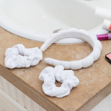 Load image into Gallery viewer, Terry Cloth Spa Headband W/ Scrunchies:Pink Floral