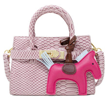 Load image into Gallery viewer, Crocodile Pony Handbag: Hot Pink