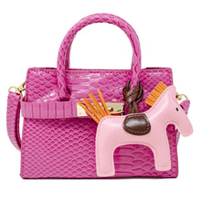 Load image into Gallery viewer, Crocodile Pony Handbag: Hot Pink