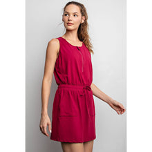 Load image into Gallery viewer, BUTTER SLEEVELESS DEFINED ROMPER DRESS: Pomegranate Large