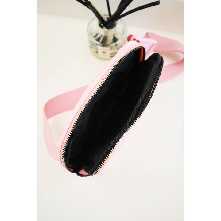 Solid Color Crossbody Fanny Pack Belt Bag: BLACK
