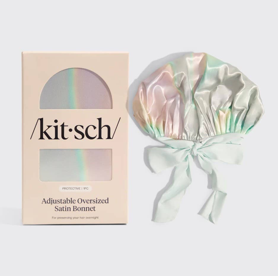 Kitsch Adjustable Oversized Satin Bonnet- Aura