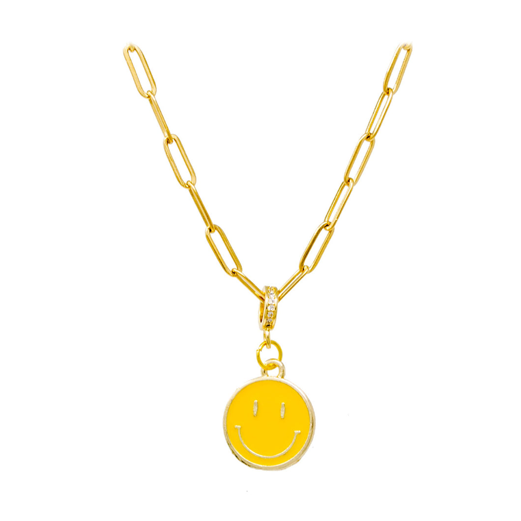 Happy Face Necklace by ZOMI GEMS: Yellow