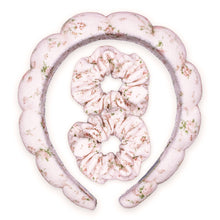 Load image into Gallery viewer, Terry Cloth Spa Headband W/ Scrunchies:Pink Floral
