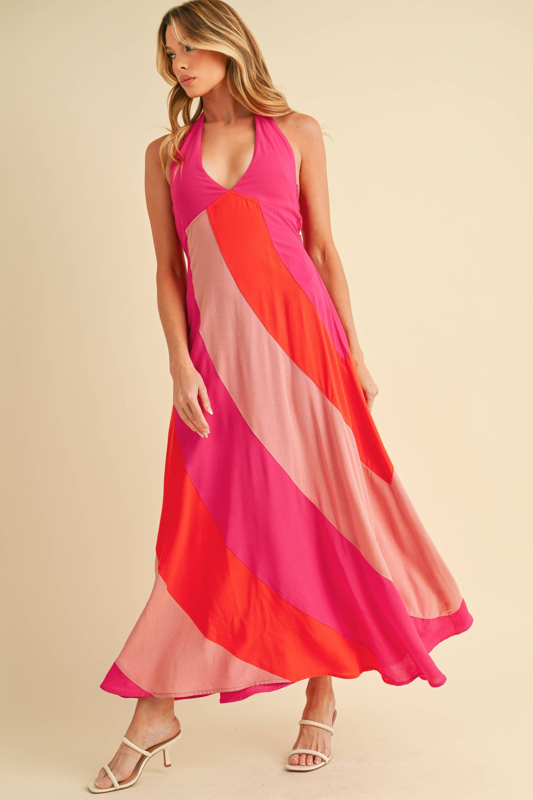 Gali Colorblock Maxi Dress: Pink Combo