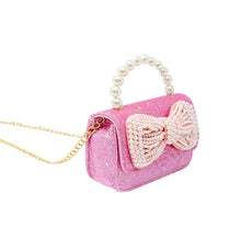 Load image into Gallery viewer, Glitter Pearl Handle Bow Handbag: Silver

