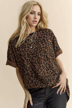 Load image into Gallery viewer, LEOPARD RHINESTONE STUD SHORT SLEEVE TOP T SHIRT
