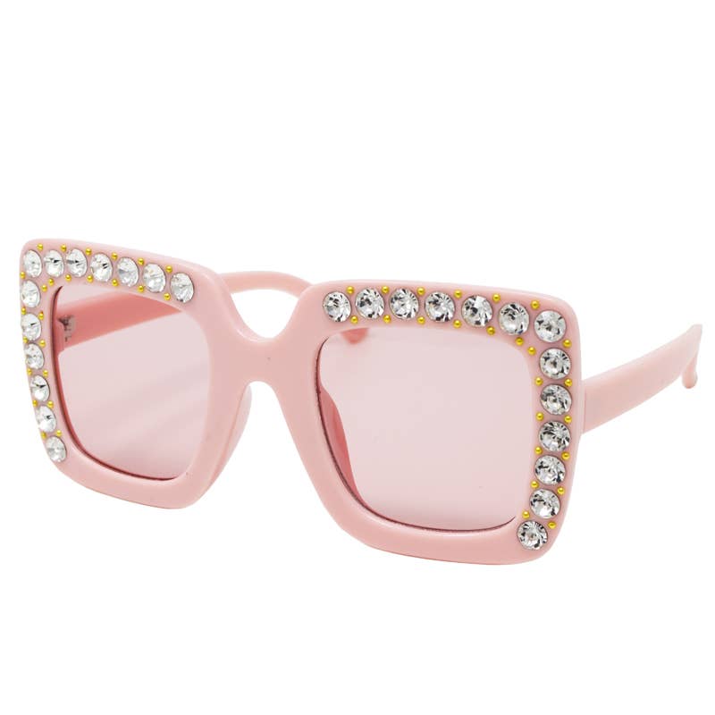 Square Crystals Sunglasses: Pink