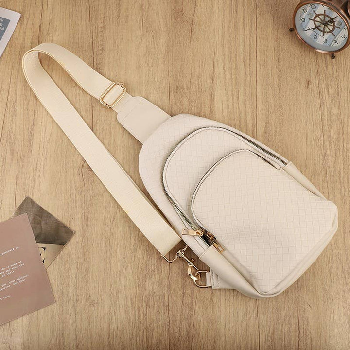 BRAIDED WEAVE VEGAN SLING CROSSBODY STADIUM BAG | 40P542: Black