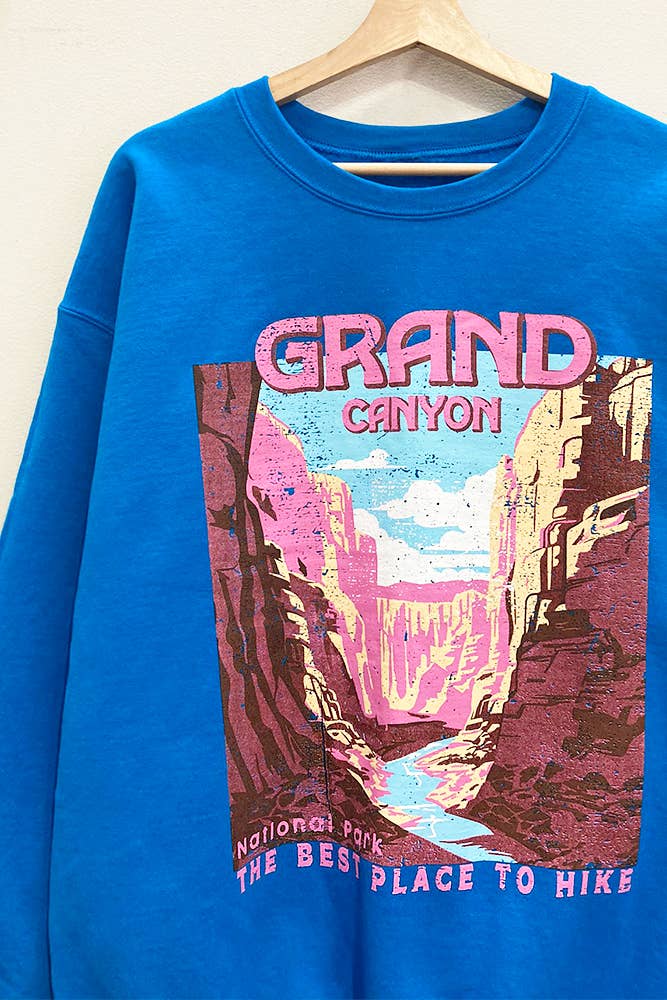 Grand Canyon Graphic Sweatshirt: MALIBU BLUE / OVERSIZED / LXL