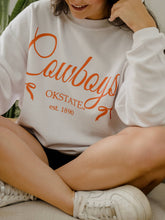 Load image into Gallery viewer, OSU Cowboys Established Bows White Corded Crew Sweatshirt
