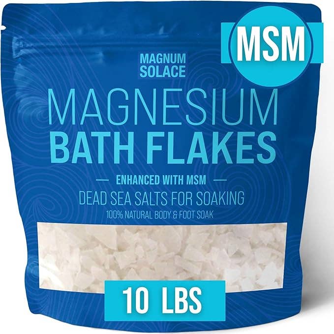 10LB Magnesium Bath Flakes, Bath Soak/Foot Soak With MSM