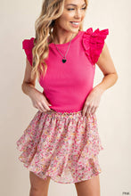 Load image into Gallery viewer, CASUAL RUFFLED SLEEVES RIB TOP
