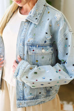 Load image into Gallery viewer, JEWELRY STONES AND STUDS EMBELLISHED DENIM JACKET
