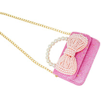 Load image into Gallery viewer, Glitter Pearl Handle Bow Handbag: Silver
