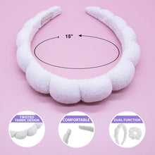 Load image into Gallery viewer, Terry Cloth Spa Headband W/ Scrunchies:Pink Floral
