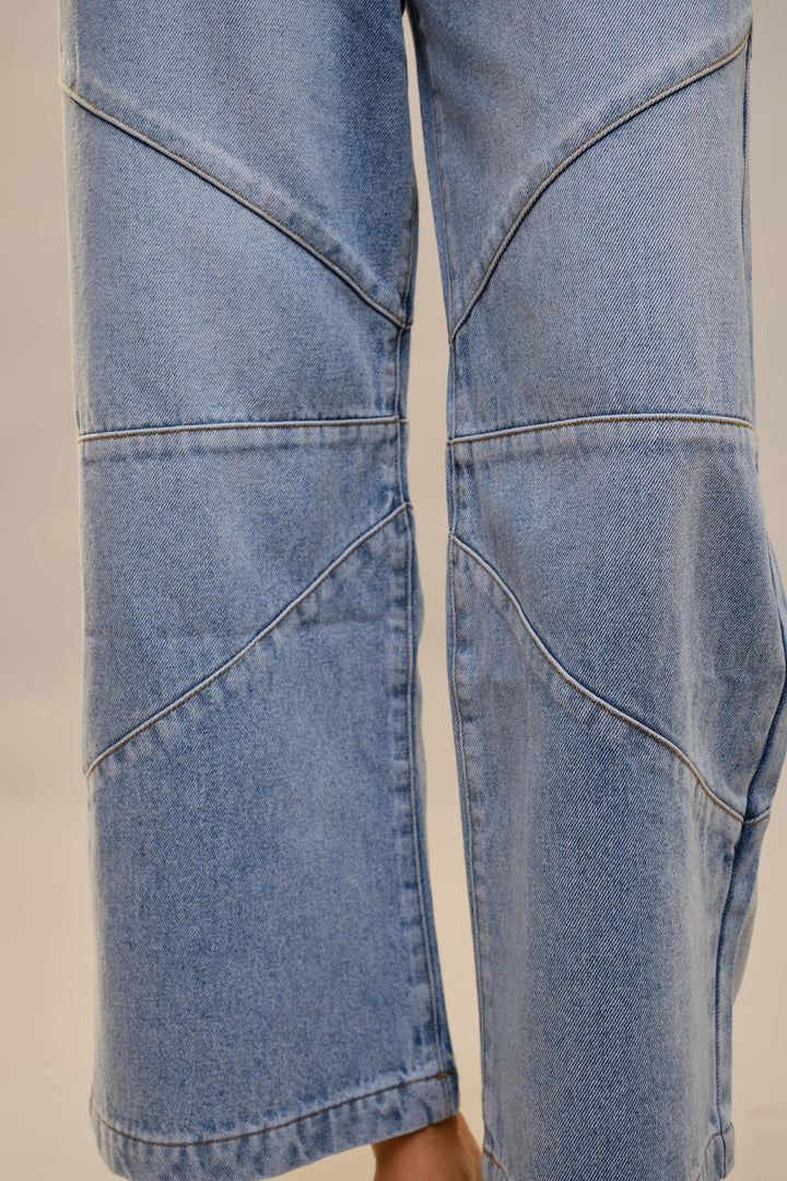 Medium Wash Baggy Wide Leg Jeans