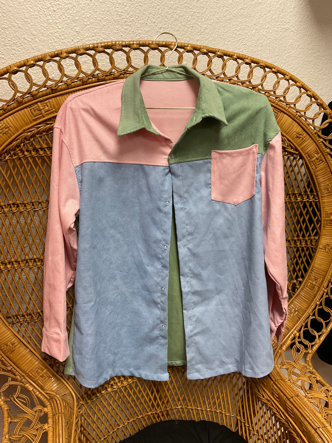 Corduroy Color Block Lightweight Flannel