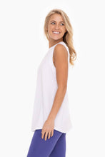 Load image into Gallery viewer, Notched Sleeveless Flowy Tank Top: WHITE
