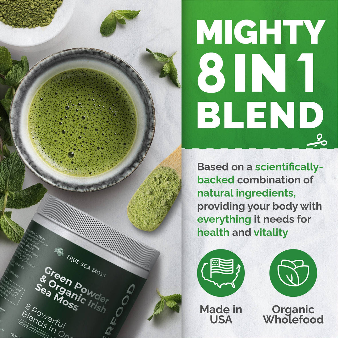 Sea Moss Green Superfood Blend with Spirulina, Ashwagandha