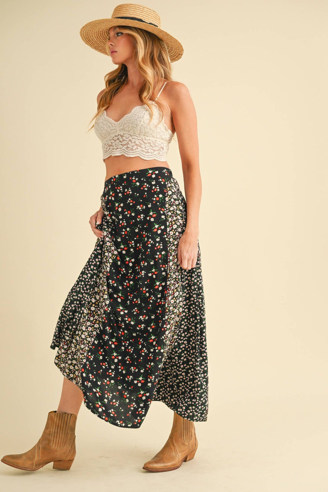 Melanie Skirt: Black Floral
