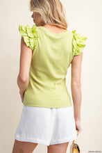 Load image into Gallery viewer, CASUAL RUFFLED SLEEVES RIB TOP
