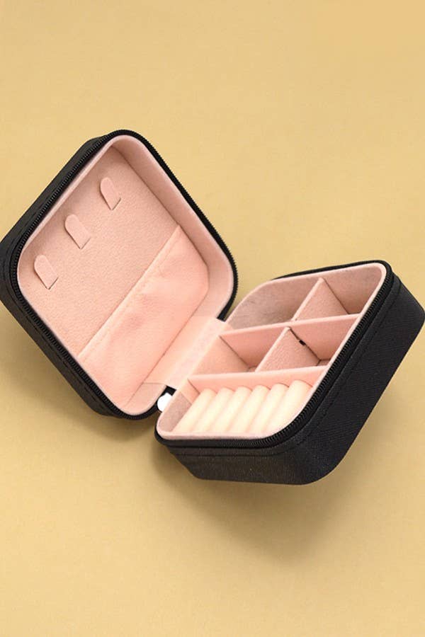 JEWELRY ORGANIZER TRAVEL BOX CASE | 40P532: Black
