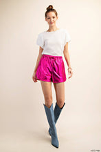 Load image into Gallery viewer, METALLIC FABRIC DRAWSTRING  SHORTS: HOT PINK
