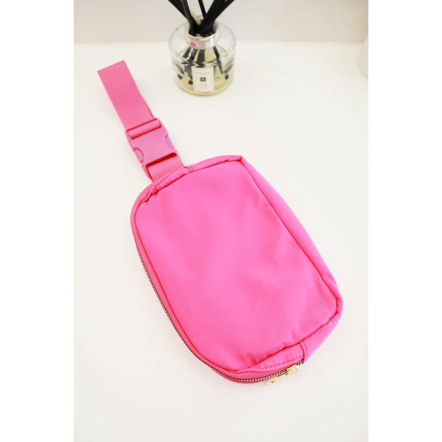 Solid Color Crossbody Fanny Pack Belt Bag: BLACK