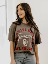 Load image into Gallery viewer, OU Oklahoma Sooners Draft Charcoal Thrifted Tee
