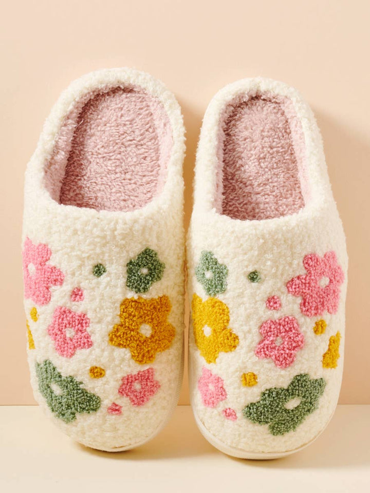 Flower Fuzzy Fleece Soft Slippers (size 38/39)