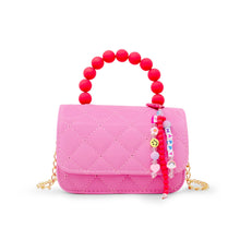 Load image into Gallery viewer, Pearl Handle Message Charm Handbag for Kids: Pink
