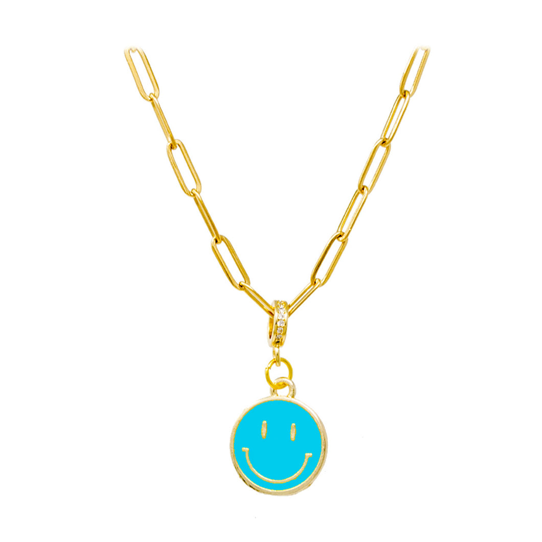 Happy Face Necklace by ZOMI GEMS: Teal