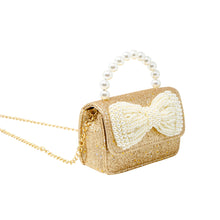 Load image into Gallery viewer, Glitter Pearl Handle Bow Handbag: Silver
