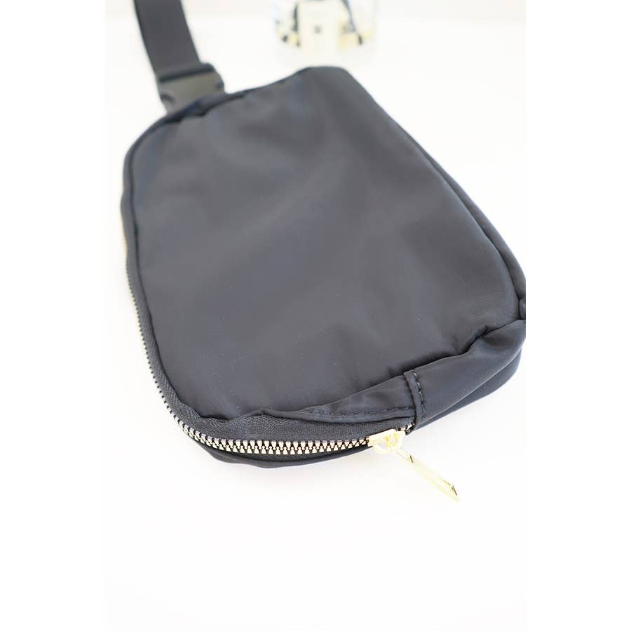 Solid Color Crossbody Fanny Pack Belt Bag: BLACK