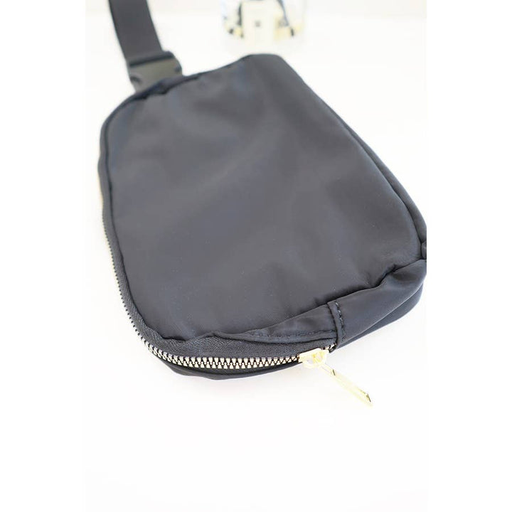 Solid Color Crossbody Fanny Pack Belt Bag: BLACK