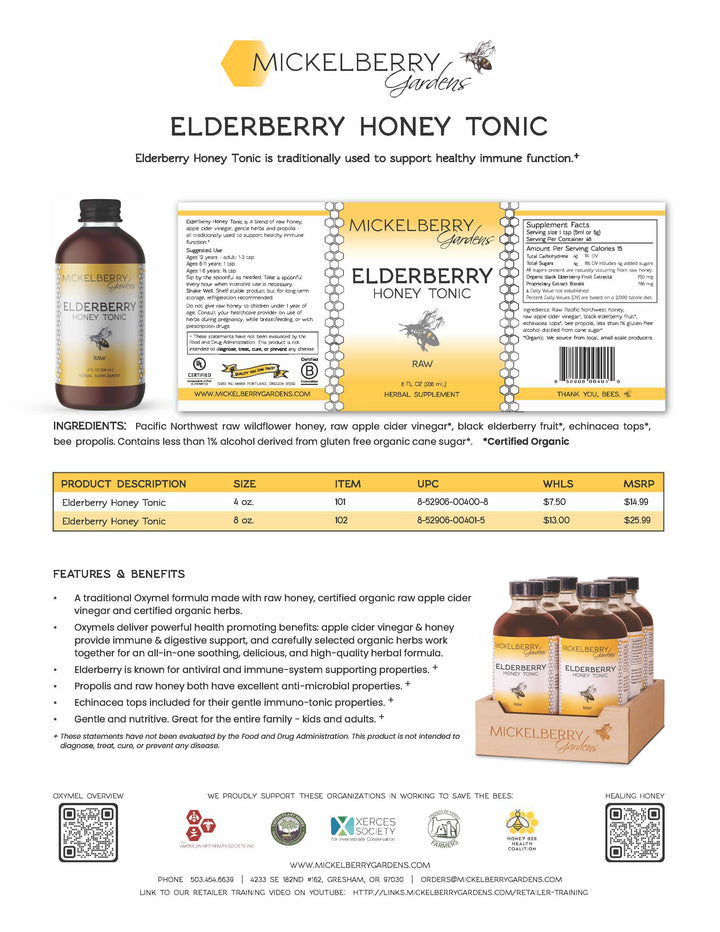 Elderberry Honey Tonic — immune support for kids and adults: 8oz