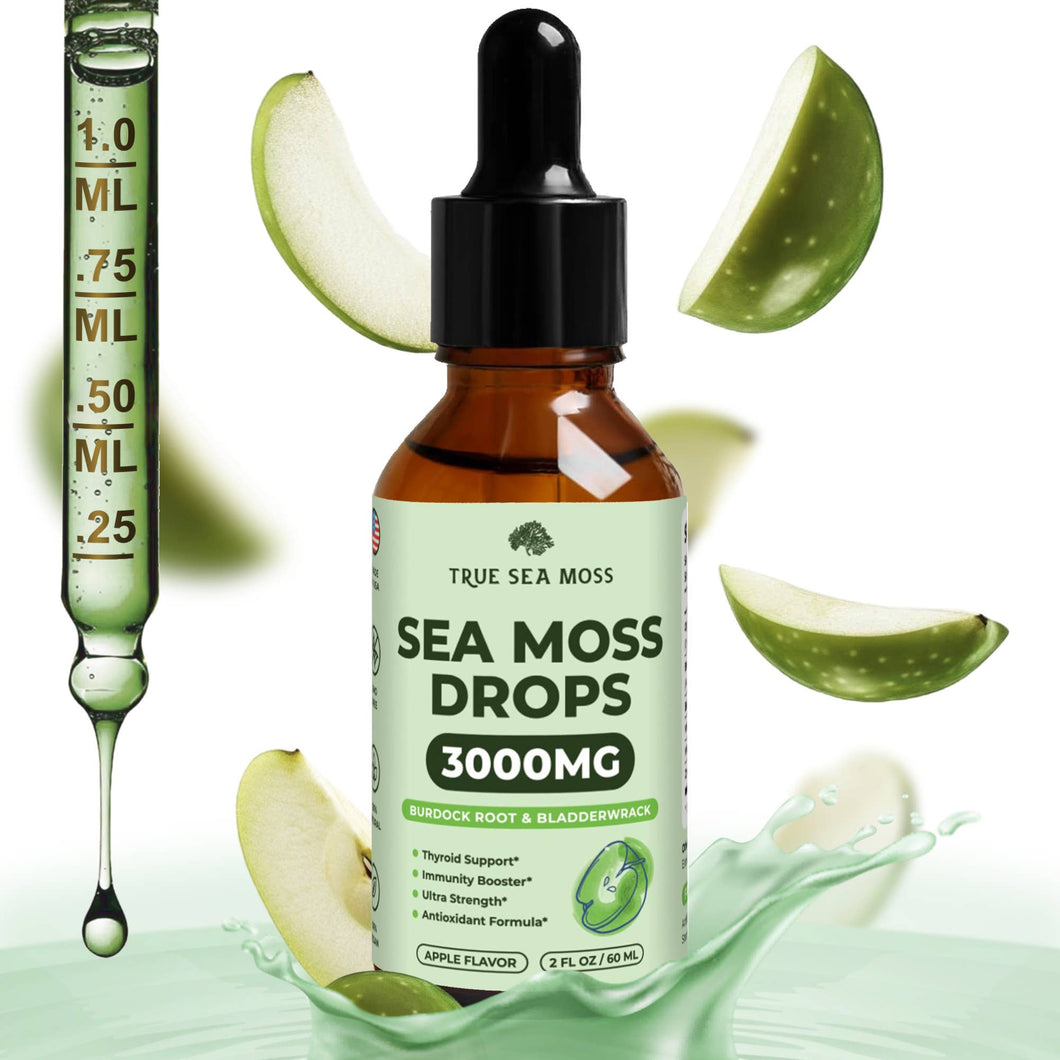 Sea Moss Drops Burdock Root & Bladderwrack - Apple Flavor