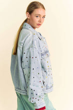 Load image into Gallery viewer, JEWELRY STONES AND STUDS EMBELLISHED DENIM JACKET
