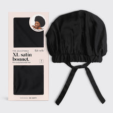 Load image into Gallery viewer, Kitsch Satin Sleep XL Adjustable Bonnet - Black
