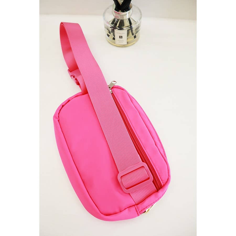 Solid Color Crossbody Fanny Pack Belt Bag: BLACK