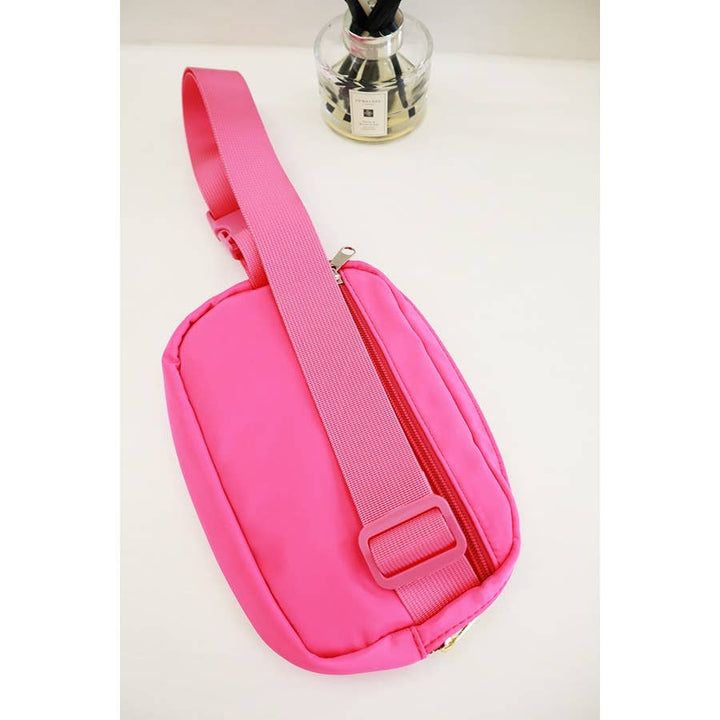 Solid Color Crossbody Fanny Pack Belt Bag: BLACK