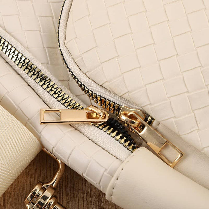 BRAIDED WEAVE VEGAN SLING CROSSBODY STADIUM BAG | 40P542: Black